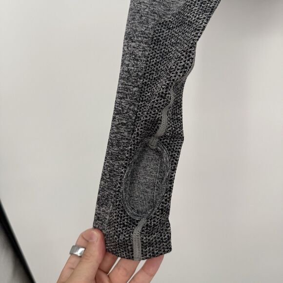 AYBL Gray Ombre Long Sleeve Workout Fitted Top Size Medium Cropped - Picture 2 of 7